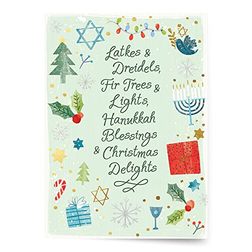 Designer Greetings Interfaith Weihnachtskarten, Urlaubselemente, einschließlich Weihnachtsbaum, Menora, Davidstern, Zuckerstange und mehr. - Weihnachten/Chanukka (6 Karten mit Umschlägen) von Designer Greetings