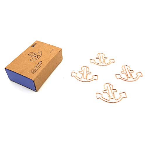 DESIGNMANUFAKTUR BERLIN GOLDCLIPS niedliche süße Deko Clips Büroklammern Heftklammern Lesezeichen Paperclip rose vergoldet in schöner Verpackung, Motiv Anker/Anchor von DESIGNMANUFAKTUR