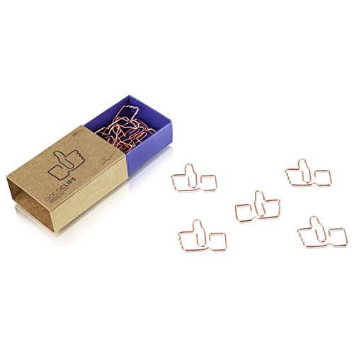 DESIGNMANUFAKTUR BERLIN GOLDCLIPS niedliche süße Deko Clips Büroklammern Heftklammern Lesezeichen Paperclip rose vergoldet in schöner Verpackung, Motiv Daumen hoch/Like it von DESIGNMANUFAKTUR