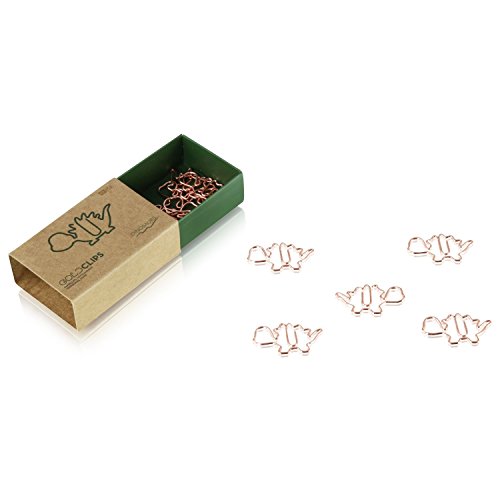 DESIGNMANUFAKTUR BERLIN GOLDCLIPS niedliche süße Deko Clips Büroklammern Heftklammern Lesezeichen Paperclip rose vergoldet in schöner Verpackung, Motiv Dino/Dinosaurier von DESIGNMANUFAKTUR