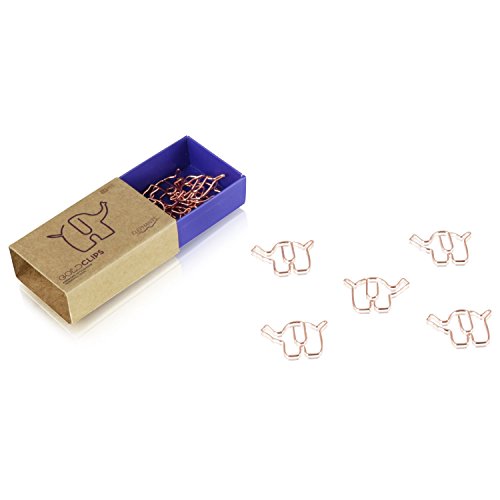 DESIGNMANUFAKTUR BERLIN GOLDCLIPS niedliche süße Deko Clips Büroklammern Heftklammern Lesezeichen Paperclip rose vergoldet in schöner Verpackung, Motiv Elefant von DESIGNMANUFAKTUR