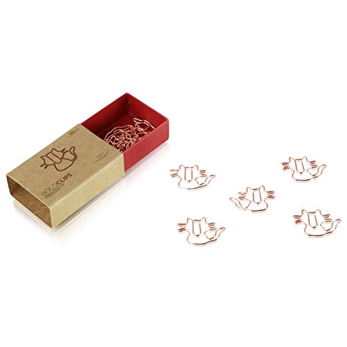DESIGNMANUFAKTUR BERLIN GOLDCLIPS niedliche süße Deko Clips Büroklammern Heftklammern Lesezeichen Paperclip rose vergoldet in schöner Verpackung, Motiv Katze/Cat von DESIGNMANUFAKTUR