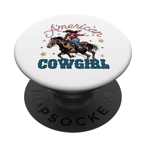 American Cowgirl 4. Juli Patriotischer Unabhängigkeitstag PopSockets Klebender PopGrip von Designs You Like