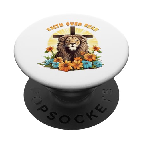 Faith Over Fear inspirierendes Zitat christlicher Bibelvers PopSockets Klebender PopGrip von Designs You Like