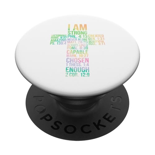 Ich bin stark, fähig, Auserwählt genug, Bibelverse, Heilige Schriften PopSockets Klebender PopGrip von Designs You Like