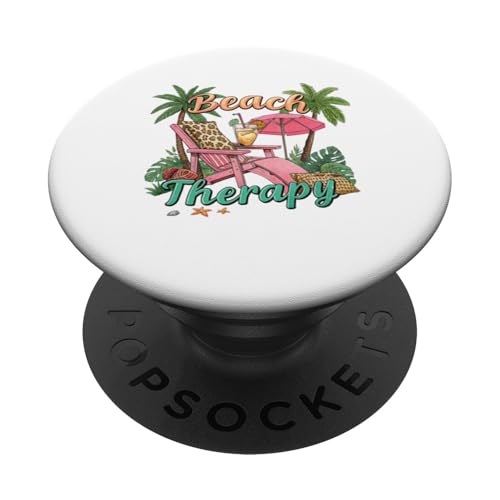 Strandtherapie Spaß Urlaub Sonne Sand Palmen Regenschirm PopSockets Klebender PopGrip von Designs You Like