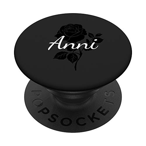 Anni - Name Schwarze Rose Personalisiertes Geschenk Grau PopSockets PopGrip: Ausziehbarer Sockel und Griff für Handys/Tablets mit Tauschbarem Top Anni - Name Schwarze Rose Personalisiertes Geschenk Grau PopSockets PopGrip: Ausziehbarer Sockel und Griff für Handys/Tablets mit Tauschbarem Top von Designs for Girls