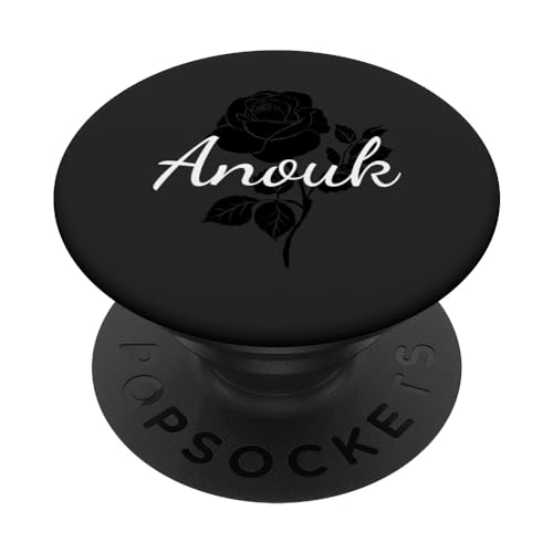 Anouk - Name Schwarze Rose Personalisiertes Geschenk Grau PopSockets mit austauschbarem PopGrip von Designs for Girls