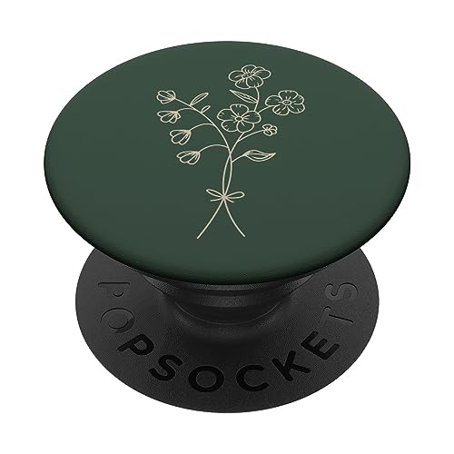 Beige Dunkelgrün Blumen Wildblumen PopSockets Klebender PopGrip von Designs for Girls