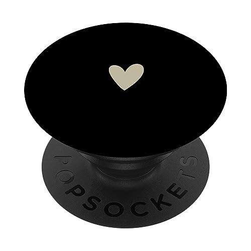 Beige Schwarz Minimalistisch Herz PopSockets mit austauschbarem PopGrip von Designs for Girls