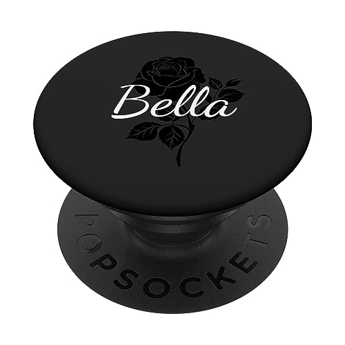 Bella - Name Schwarze Rose Personalisiertes Geschenk Grau PopSockets mit austauschbarem PopGrip von Designs for Girls