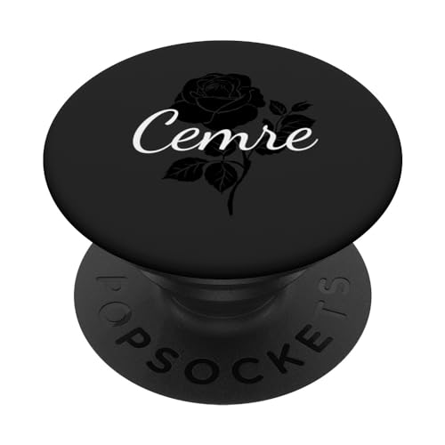 Cemre - Name Schwarze Rose Personalisiertes Geschenk Grau PopSockets mit austauschbarem PopGrip von Designs for Girls