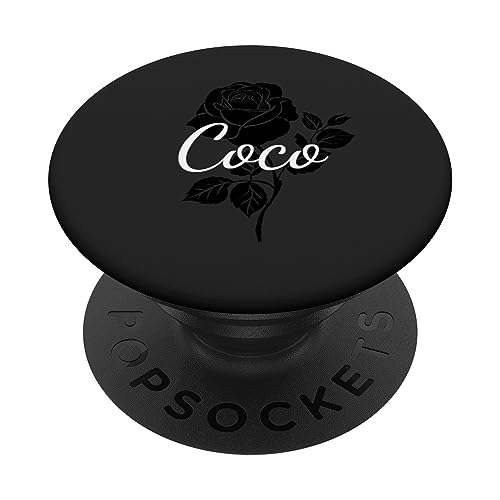 Coco - Name Schwarze Rose Personalisiertes Geschenk Grau PopSockets mit austauschbarem PopGrip von Designs for Girls