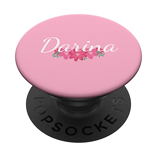 Darina - Name Rote Blumen Personalisiertes Geschenk Pink PopSockets mit austauschbarem PopGrip von Designs for Girls