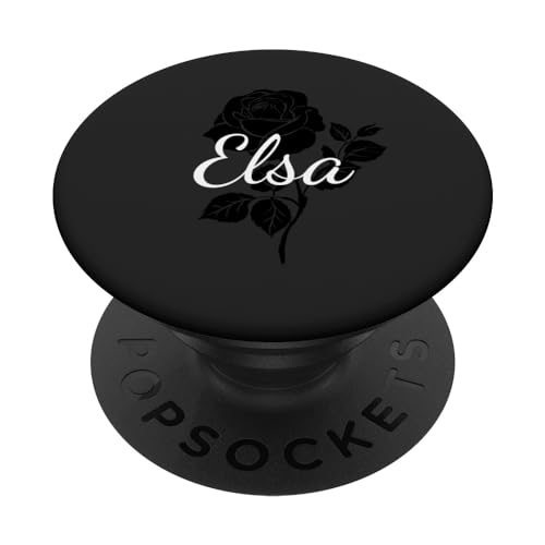 Elsa - Name Schwarze Rose Personalisiertes Geschenk Grau PopSockets mit austauschbarem PopGrip von Designs for Girls