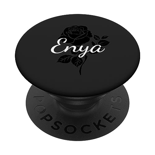 Enya - Name Schwarze Rose Personalisiertes Geschenk Grau PopSockets mit austauschbarem PopGrip von Designs for Girls