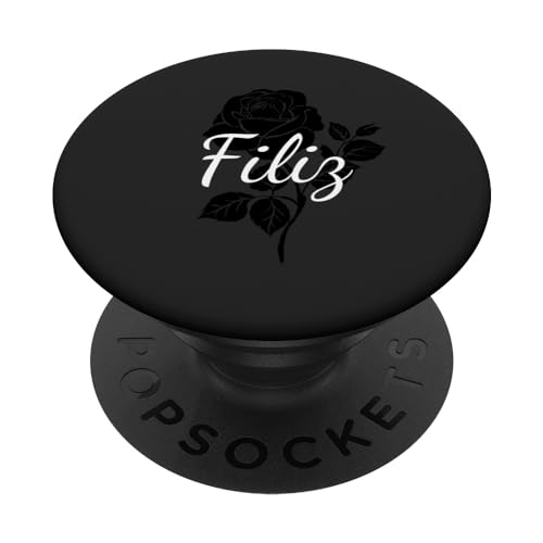 Filiz - Name Schwarze Rose Personalisiertes Geschenk Grau PopSockets mit austauschbarem PopGrip von Designs for Girls