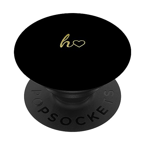 Gelb Anfangsbuchstabe H Herz Minimalistisch Schwarz PopSockets mit austauschbarem PopGrip von Designs for Girls