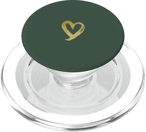 Gelb Herz Minimalistisch Dunkelgrün PopSockets PopGrip für MagSafe von Designs for Girls