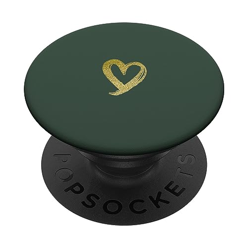 Gelb Herz Minimalistisch Dunkelgrün PopSockets mit austauschbarem PopGrip von Designs for Girls