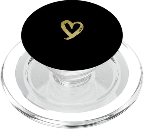 Gelb Herz Minimalistisch Schwarz PopSockets PopGrip für MagSafe von Designs for Girls