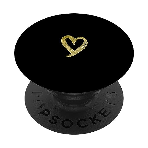 Gelb Herz Minimalistisch Schwarz PopSockets Klebender PopGrip Gelb Herz Minimalistisch Schwarz PopSockets Klebender PopGrip von Designs for Girls