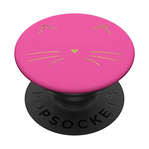 Gelb Katzengesicht Katze Pink PopSockets PopGrip: Ausziehbarer Sockel und Griff für Handys/Tablets mit Tauschbarem Top von Designs for Girls