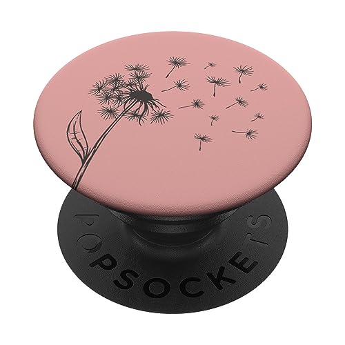 Designs for Girls Grau Rosa Pusteblume PopSockets Klebender PopGrip für viele Smartphones mit glatten, harten Plastikgehäusen von Designs for Girls