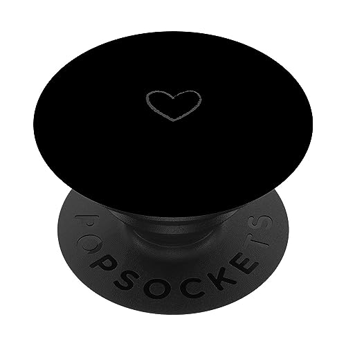 Grau Schwarz Minimalistisch Herz PopSockets Klebender PopGrip Grau Schwarz Minimalistisch Herz PopSockets Klebender PopGrip von Designs for Girls