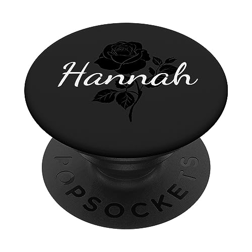 Hannah - Name Schwarze Rose Personalisiertes Geschenk Grau PopSockets mit austauschbarem PopGrip von Designs for Girls