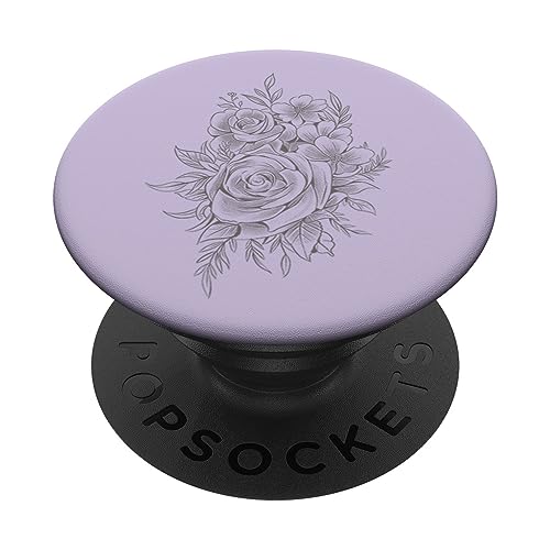 Hellgrau Lila Blumen PopSockets mit austauschbarem PopGrip von Designs for Girls