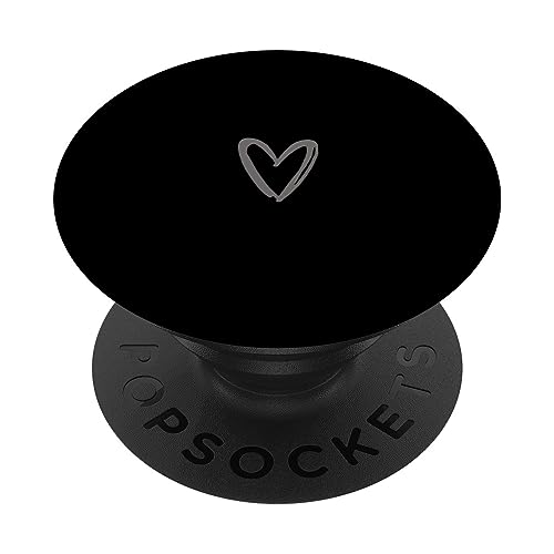 Hellgrau Schwarz Minimalistisch Herz PopSockets Klebender PopGrip Hellgrau Schwarz Minimalistisch Herz PopSockets Klebender PopGrip von Designs for Girls