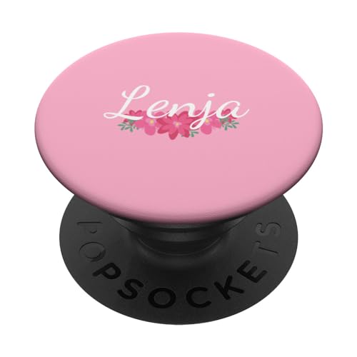 Lenja - Name Rote Blumen Personalisiertes Geschenk Pink PopSockets mit austauschbarem PopGrip von Designs for Girls