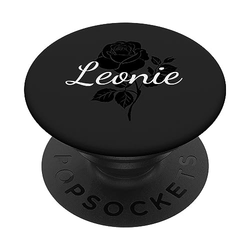 Leonie - Name Schwarze Rose Personalisiertes Geschenk Grau PopSockets mit austauschbarem PopGrip von Designs for Girls