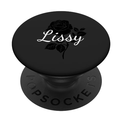 Lissy - Name Schwarze Rose Personalisiertes Geschenk Grau PopSockets mit austauschbarem PopGrip von Designs for Girls