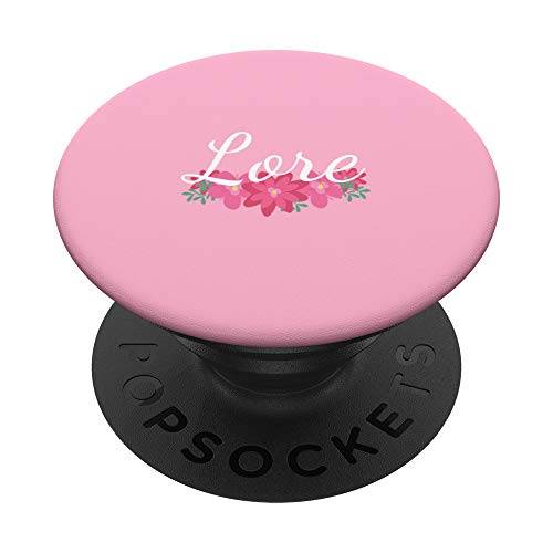 Lore - Name Rote Blumen Personalisiertes Geschenk Pink PopSockets PopGrip: Ausziehbarer Sockel und Griff für Handys/Tablets mit Tauschbarem Top von Designs for Girls
