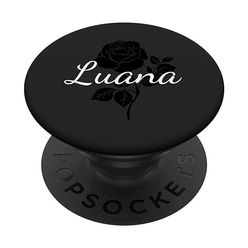 Luana - Name Schwarze Rose Personalisiertes Geschenk Grau PopSockets mit austauschbarem PopGrip von Designs for Girls