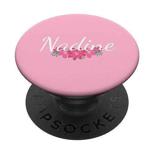 Nadine - Name Rote Blumen Personalisiertes Geschenk Pink PopSockets mit austauschbarem PopGrip von Designs for Girls