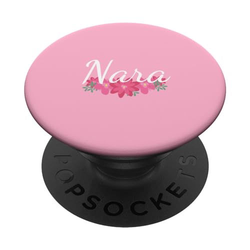 Nara - Name Rote Blumen Personalisiertes Geschenk Pink PopSockets mit austauschbarem PopGrip von Designs for Girls