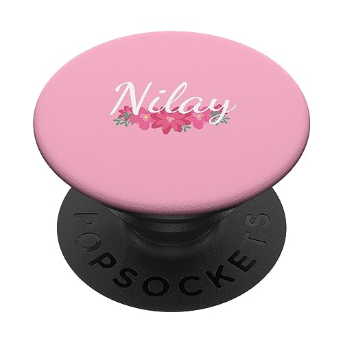 Nilay - Name Rote Blumen Personalisiertes Geschenk Pink PopSockets mit austauschbarem PopGrip von Designs for Girls