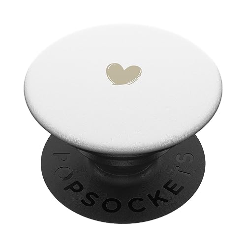 PopSockets Pop Grip:Beige Weiß Minimalistisch Herz PopSockets mit austauschbarem PopGrip von Designs for Girls
