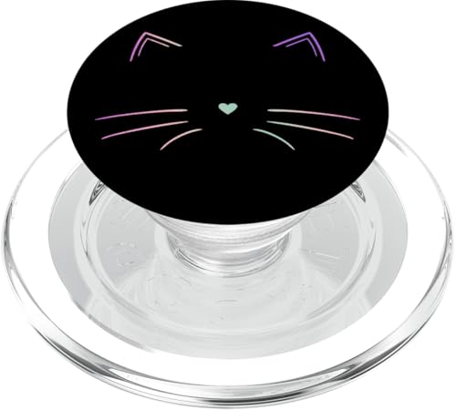 Regenbogen Katzengesicht Katze Schwarz PopSockets PopGrip für MagSafe von Designs for Girls