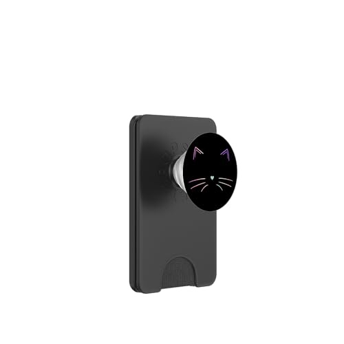 Regenbogen Katzengesicht Katze Schwarz PopSockets PopWallet für MagSafe Regenbogen Katzengesicht Katze Schwarz PopSockets PopWallet für MagSafe von Designs for Girls