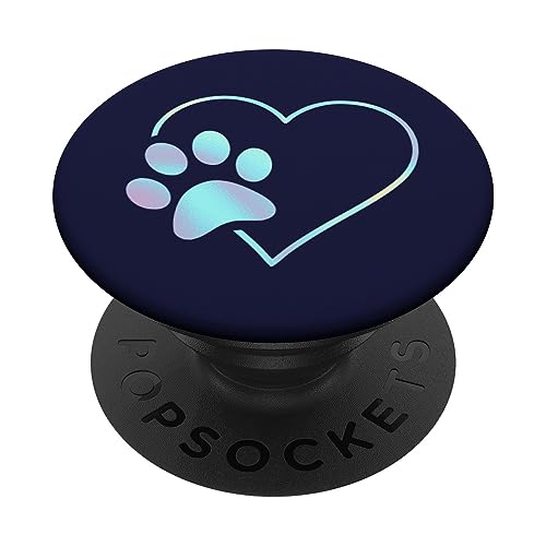 Regenbogen Pfote Herz Hund Katze Dunkelblau PopSockets mit austauschbarem PopGrip von Designs for Girls