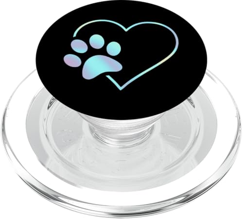 Regenbogen Pfote Herz Hund Katze Schwarz PopSockets PopGrip für MagSafe von Designs for Girls
