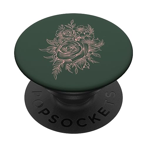 Rosa Dunkelgrün Blumen PopSockets mit austauschbarem PopGrip von Designs for Girls