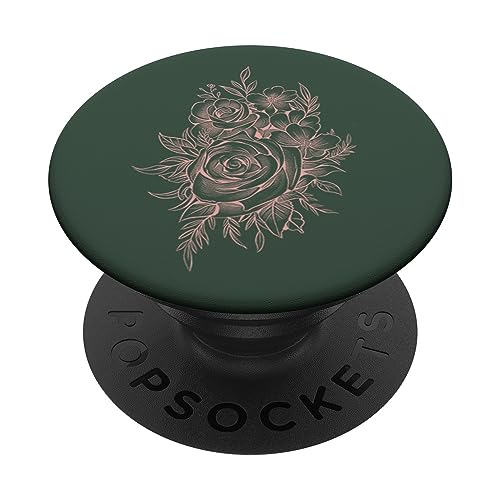 Rosa Dunkelgrün Blumen PopSockets Klebender PopGrip von Designs for Girls