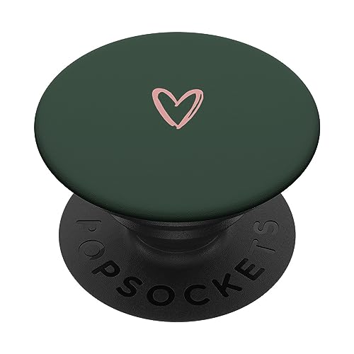 Rosa Dunkelgrün Minimalistisch Herz PopSockets mit austauschbarem PopGrip von Designs for Girls