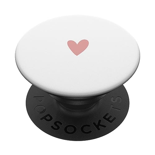 Designs for Girls Rosa Weiß Minimalistisch Herz PopSockets Klebender PopGrip für Smartphones mit glatten, harten Plastikgehäusen von Designs for Girls