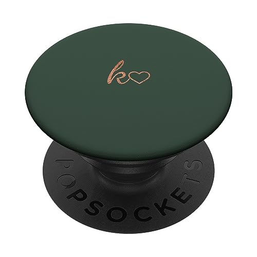 Rose Anfangsbuchstabe K Herz Minimalistisch Dunkelgrün PopSockets mit austauschbarem PopGrip von Designs for Girls